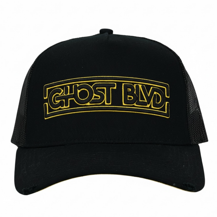 Ghost Blvd Trucker Cap ‘Black & Yellow’