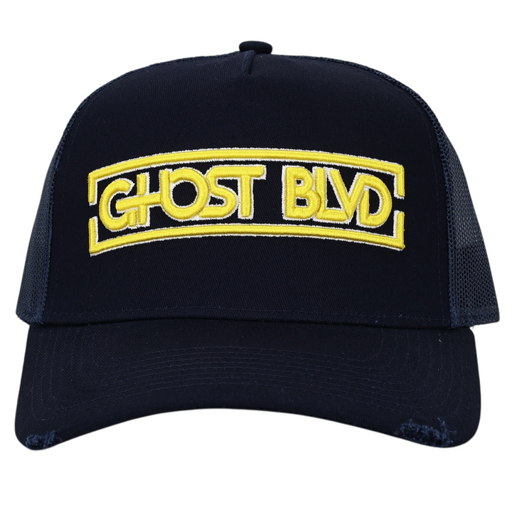 Ghost Blvd Trucker Cap ‘Navy & Yellow’