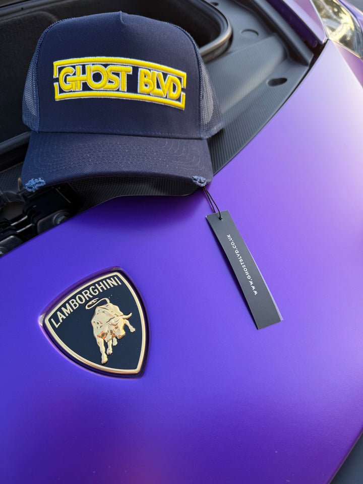 Ghost Blvd Trucker Cap ‘Navy & Yellow’